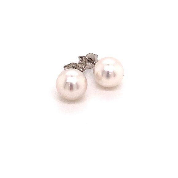 Akoya Pearl Stud Earrings 14k White Gold 6.95 mm Certified $599 015867 - Picture 3 of 12
